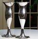 Large Antique Silverplate Altar Vases Pair Catholic Church Vintage Silver Ihs