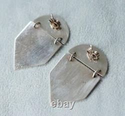 Large Pair Vintage Retired JAMES AVERY Sterling Silver Hinged Modernist Earrings