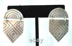 Large Pair Vintage Retired JAMES AVERY Sterling Silver Hinged Modernist Earrings