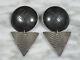 Large Pair Vintage Studio Made Post Modern Mixed Metal Sterling Silver Earrings