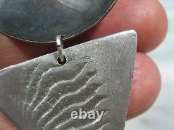 Large Pair Vintage Studio Made Post Modern Mixed Metal Sterling Silver Earrings