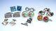 Large Sterling Cufflinks Lot Vintage Modernist Silver Jeweled Signed