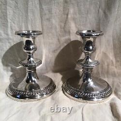 Large Sterling Weighted Candlesticks Pair Vintage By Frank Whiting 6 1/2 Tall