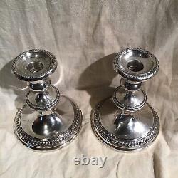 Large Sterling Weighted Candlesticks Pair Vintage By Frank Whiting 6 1/2 Tall