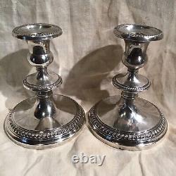 Large Sterling Weighted Candlesticks Pair Vintage By Frank Whiting 6 1/2 Tall