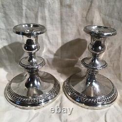 Large Sterling Weighted Candlesticks Pair Vintage By Frank Whiting 6 1/2 Tall