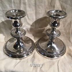 Large Sterling Weighted Candlesticks Pair Vintage By Frank Whiting 6 1/2 Tall