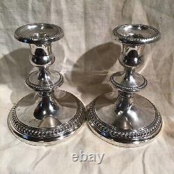 Large Sterling Weighted Candlesticks Pair Vintage By Frank Whiting 6 1/2 Tall