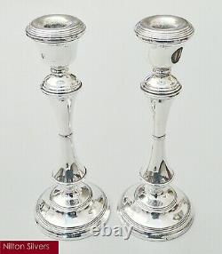 Large pair vintage solid silver 9.8'' candlesticks, Broadway & Co, B'ham 1967