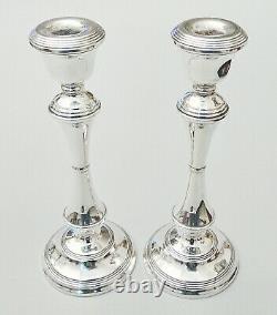 Large pair vintage solid silver 9.8'' candlesticks, Broadway & Co, B'ham 1967