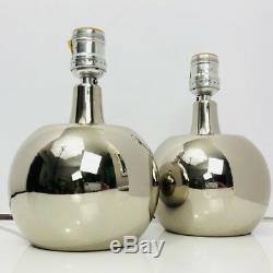 Laurel Lamp Pair Chrome Mid Century Modern Vintage Silver Table Light Marked