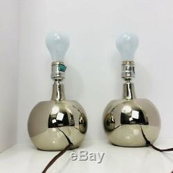 Laurel Lamp Pair Chrome Mid Century Modern Vintage Silver Table Light Marked