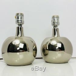 Laurel Lamp Pair Chrome Mid Century Modern Vintage Silver Table Light Marked