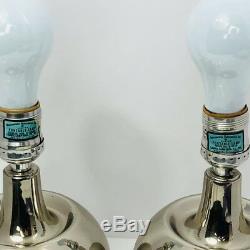 Laurel Lamp Pair Chrome Mid Century Modern Vintage Silver Table Light Marked