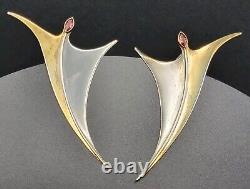 Long Vintage 925 The Ruby Tiny Dancer Earrings 2 tone oxidized MCM Movement 6g
