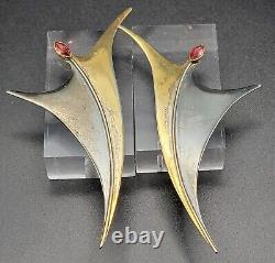 Long Vintage 925 The Ruby Tiny Dancer Earrings 2 tone oxidized MCM Movement 6g