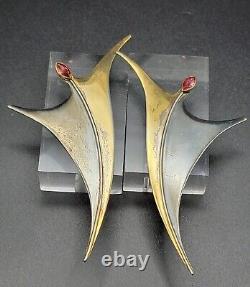Long Vintage 925 The Ruby Tiny Dancer Earrings 2 tone oxidized MCM Movement 6g