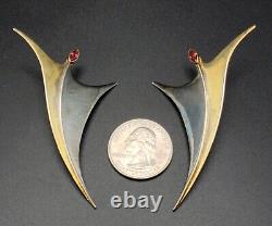 Long Vintage 925 The Ruby Tiny Dancer Earrings 2 tone oxidized MCM Movement 6g