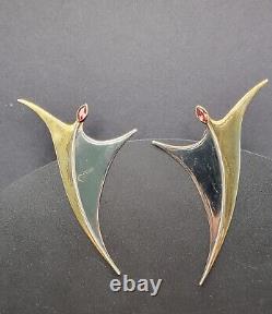 Long Vintage 925 The Ruby Tiny Dancer Earrings 2 tone oxidized MCM Movement 6g
