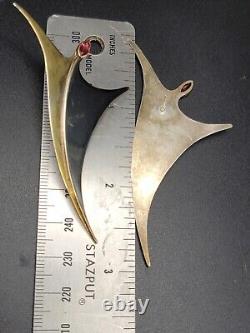 Long Vintage 925 The Ruby Tiny Dancer Earrings 2 tone oxidized MCM Movement 6g