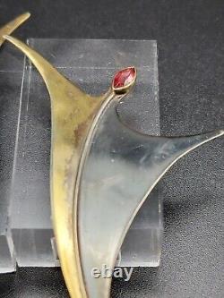 Long Vintage 925 The Ruby Tiny Dancer Earrings 2 tone oxidized MCM Movement 6g