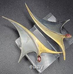Long Vintage 925 The Ruby Tiny Dancer Earrings 2 tone oxidized MCM Movement 6g