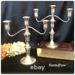 Lord Silver Sterling Candelabras 3 Arm taper holders vintage Pair