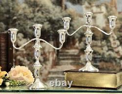 Lord Silver Sterling Candelabras 3 Arm taper holders vintage Pair