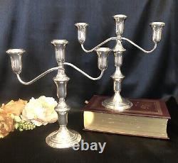 Lord Silver Sterling Candelabras 3 Arm taper holders vintage Pair