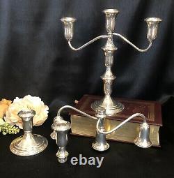 Lord Silver Sterling Candelabras 3 Arm taper holders vintage Pair