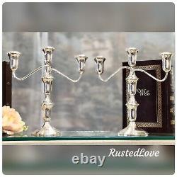 Lord Silver Sterling Candelabras 3 Arm taper holders vintage Pair