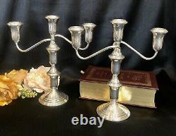 Lord Silver Sterling Candelabras 3 Arm taper holders vintage Pair