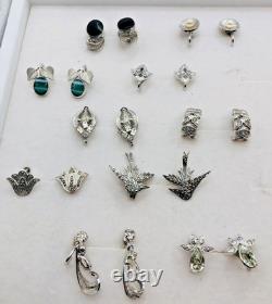 Lot 10 Pairs Vtg Sterling Silver Screw Back Earrings VanDell, Lang, Marvel etc