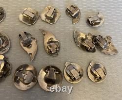 Lot 12 Pair Vintage Siam Sterling Clip On Earrings Niello Enamel Dancer Goddess