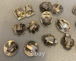 Lot 12 Pair Vintage Siam Sterling Clip On Earrings Niello Enamel Dancer Goddess
