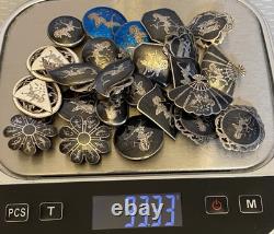Lot 12 Pair Vintage Siam Sterling Clip On Earrings Niello Enamel Dancer Goddess