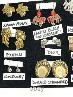 Lot-15 Pair Vintage All Signed Designer Earring-dior-joan Rivers-erwin Pearl-kjl