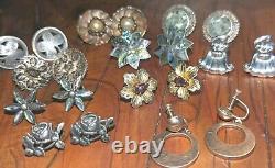 Lot Of 10 Pairs Of Vintage Sterling Screw back Earrings Denmark, Taxco, Wells +
