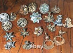 Lot Of 10 Pairs Of Vintage Sterling Screw back Earrings Denmark, Taxco, Wells +