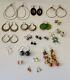 Lot Of 21 Pairs Vintage Sterling Silver 925 Dangle Hoop Stud Earrings Jewelry