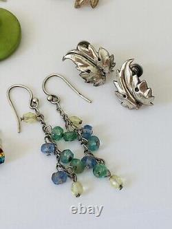 Lot Of 21 Pairs Vintage Sterling Silver 925 Dangle Hoop Stud Earrings Jewelry