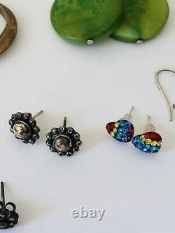 Lot Of 21 Pairs Vintage Sterling Silver 925 Dangle Hoop Stud Earrings Jewelry