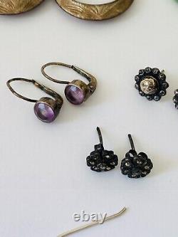 Lot Of 21 Pairs Vintage Sterling Silver 925 Dangle Hoop Stud Earrings Jewelry
