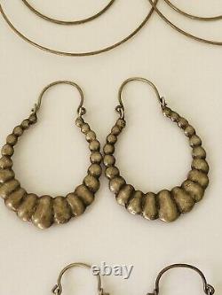 Lot Of 21 Pairs Vintage Sterling Silver 925 Dangle Hoop Stud Earrings Jewelry
