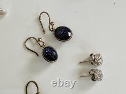 Lot Of 21 Pairs Vintage Sterling Silver 925 Dangle Hoop Stud Earrings Jewelry