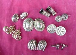 Lot Of 8 Pairs Of Vintage Retro Sterling Silver Earrings