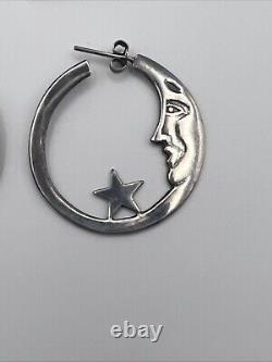 Lot VTG Sterling Silver 925 Taxco MEXICO Man in Moon Brooches Earrings Crescent