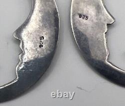 Lot VTG Sterling Silver 925 Taxco MEXICO Man in Moon Brooches Earrings Crescent