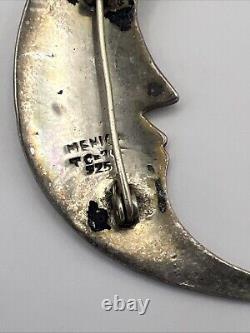 Lot VTG Sterling Silver 925 Taxco MEXICO Man in Moon Brooches Earrings Crescent