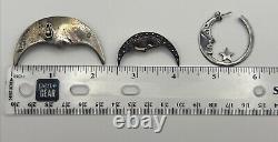 Lot VTG Sterling Silver 925 Taxco MEXICO Man in Moon Brooches Earrings Crescent